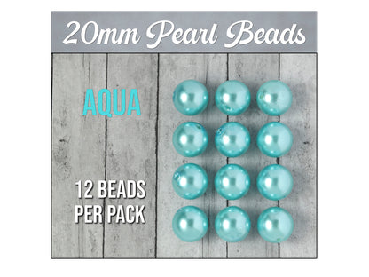 12 Pack of Aqua Pearl Metallic Beads