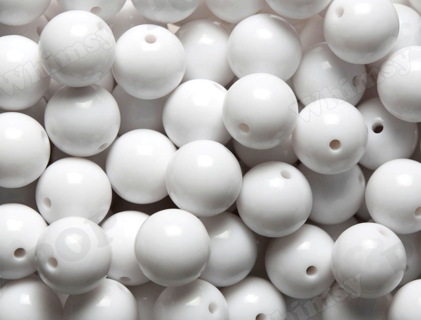 White 20mm Solid Bubblegum Beads for DIY Jewelry by WhimsyandPOP