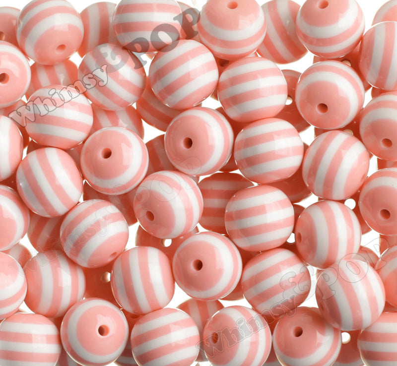 Pink 20mm Striped Gumball Beads for Chunky Jewelry by WhimsyandPOP