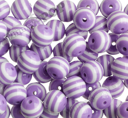 Purple 20mm Striped Gumball Beads for Chunky Jewelry by WhimsyandPOP
