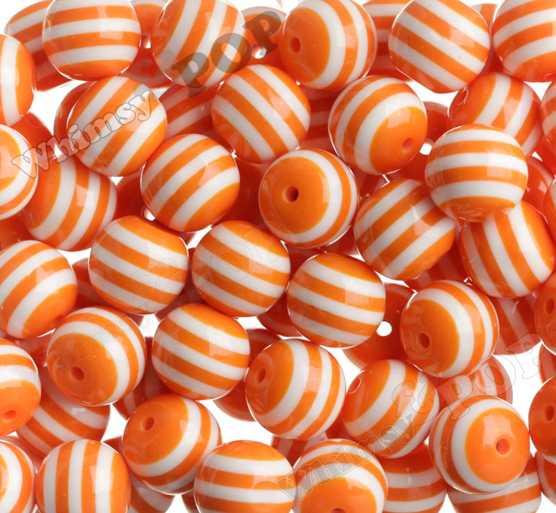 Orange 20mm Striped Gumball Beads for Chunky Jewelry by WhimsyandPOP