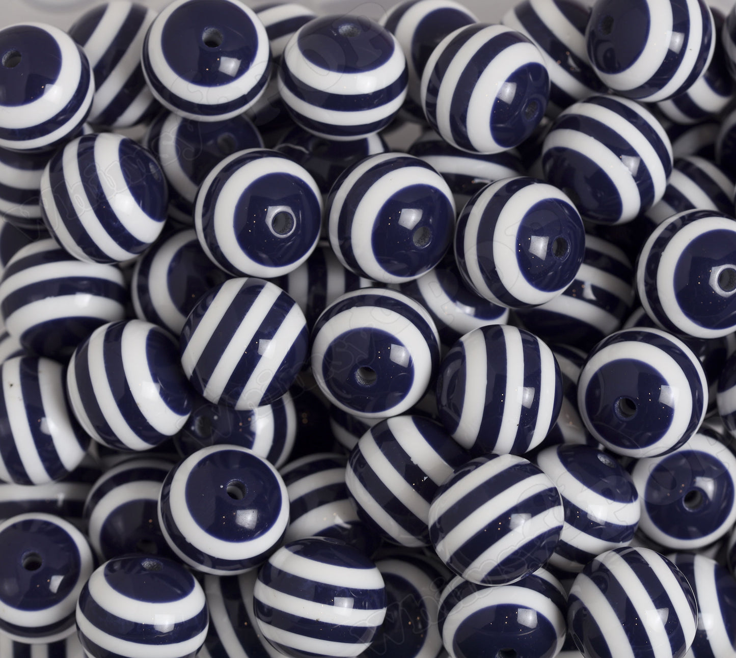 Navy Blue 20mm Striped Gumball Beads for Chunky Jewelry by WhimsyandPOP