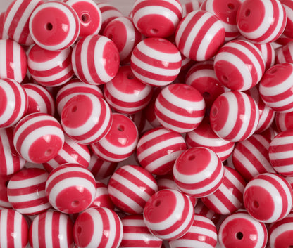 Hot Pink 20mm Striped Gumball Beads for Chunky Jewelry by WhimsyandPOP