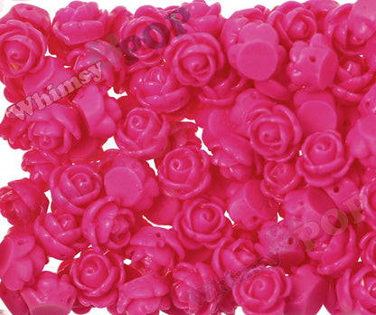 HOT PINK 9mm Rose Bud Flower Beads - WhimsyandPOP