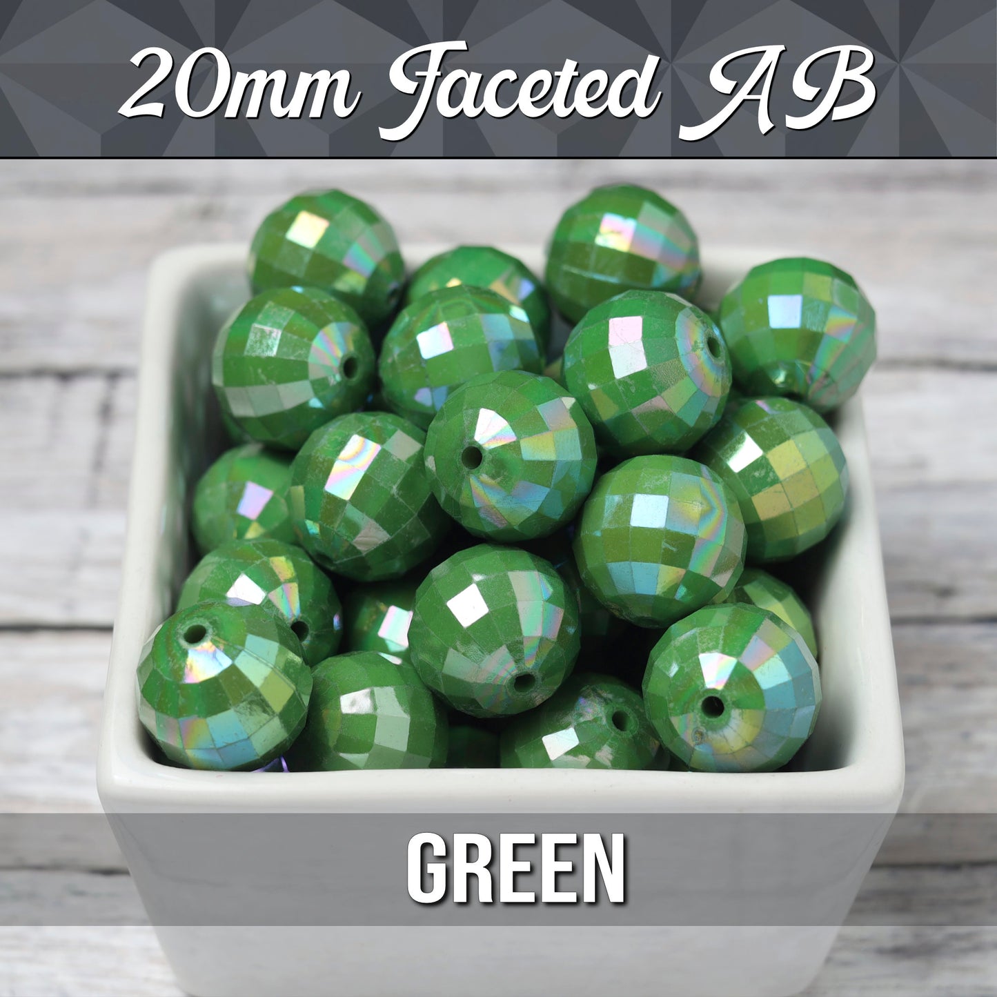 Green 20mm Faceted Gumball Beads - WhimsyandPOP