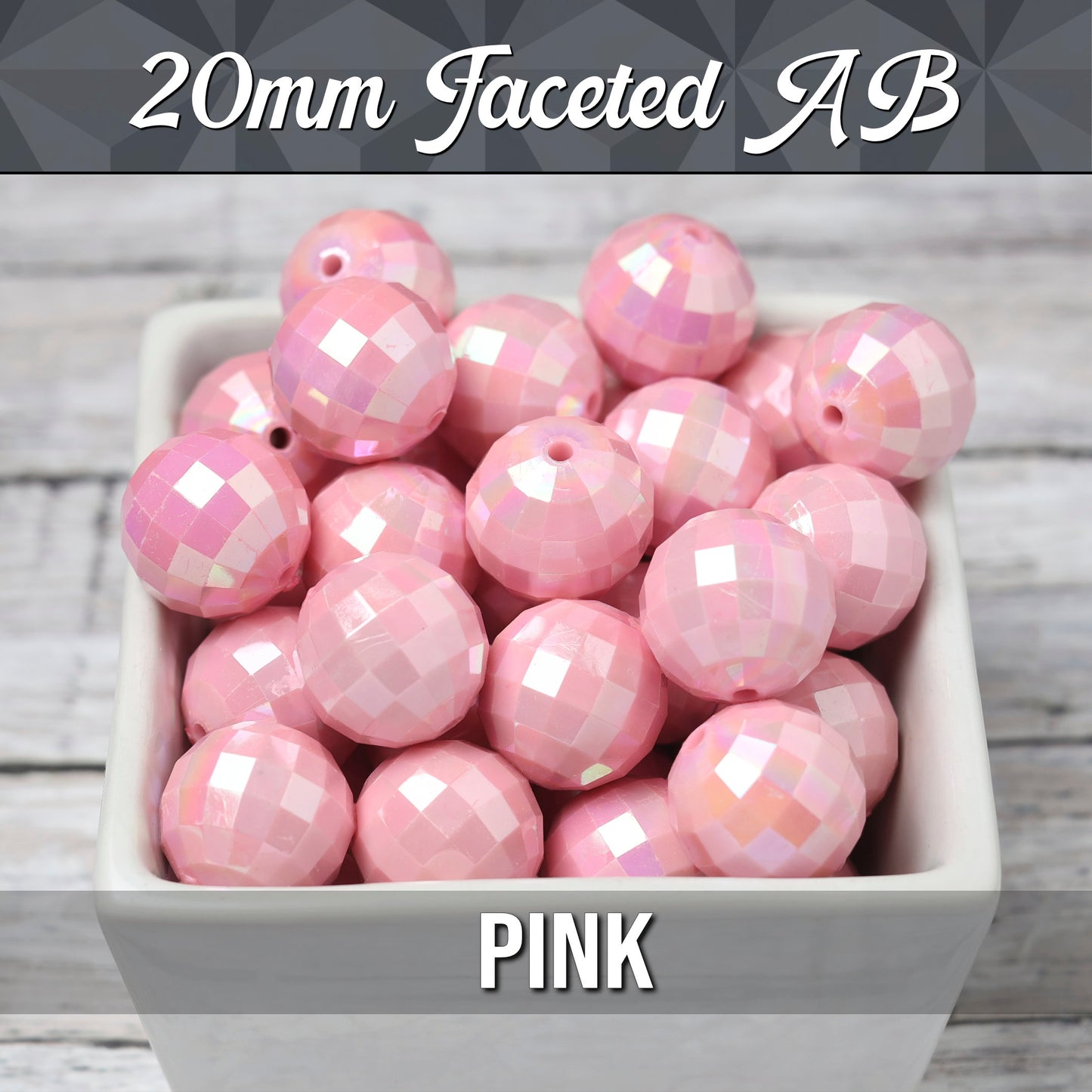 Pink 20mm Faceted Gumball Beads - WhimsyandPOP