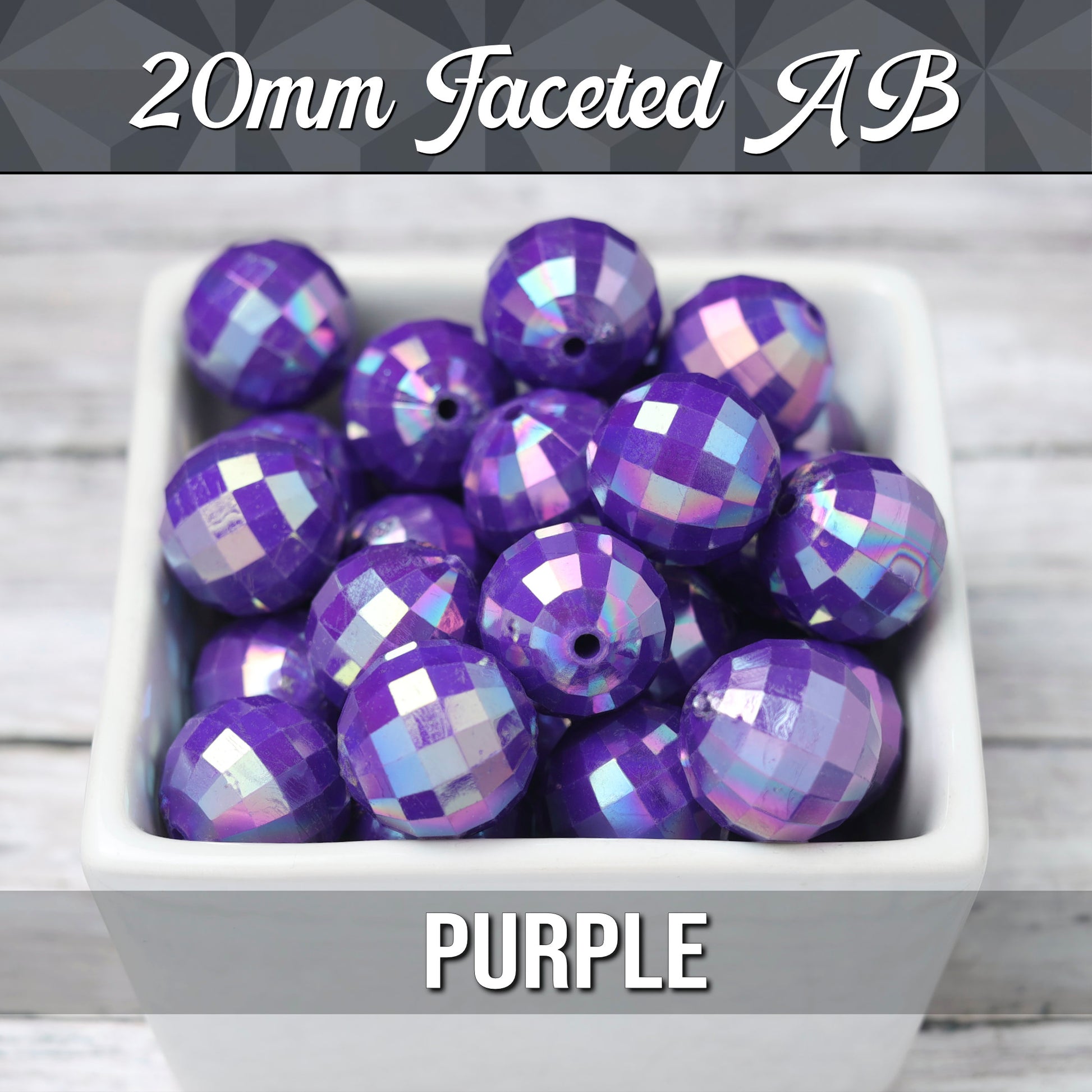 Purple 20mm Faceted Gumball Beads - WhimsyandPOP