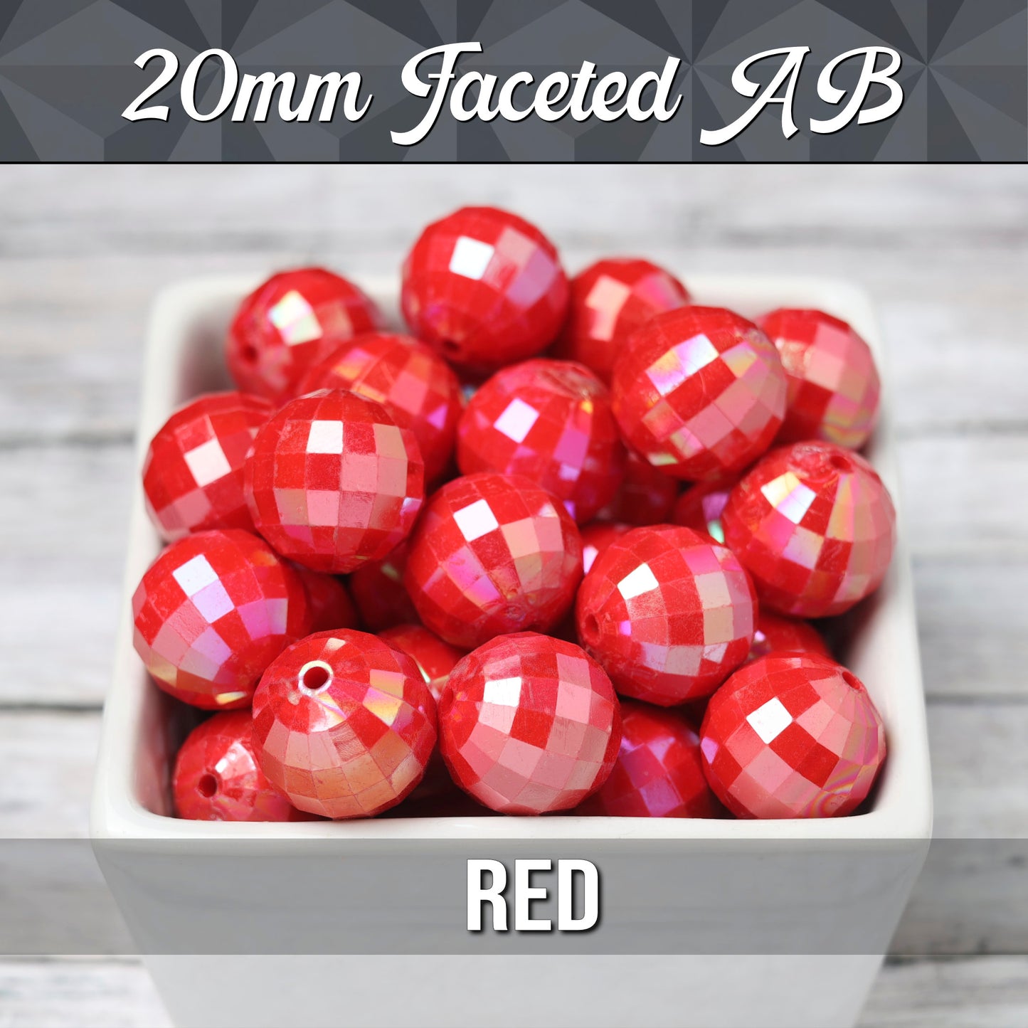 Red 20mm Faceted Gumball Beads - WhimsyandPOP