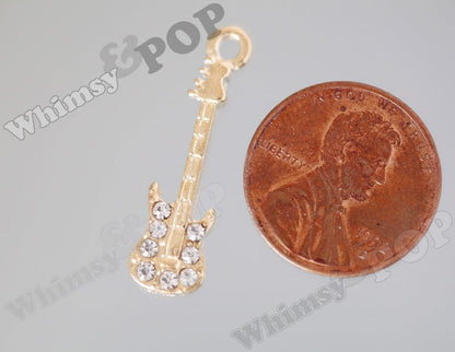 Gold Guitar Charm, Size reference