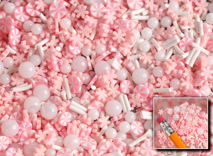 Pink Christmas Snowflakes Sprinkles Mix, DIY Polymer Clay Charms, Slime Charms, Slime Clay, Kawaii Nail Charms, Slime Sprinkles, Phone Case Clay