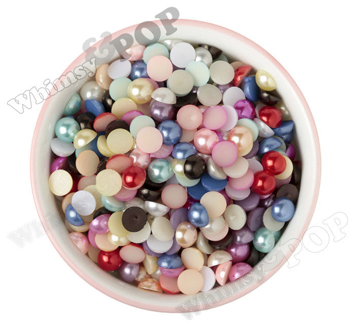 WHITE 10mm Flatback Pearl Cabochons - WhimsyandPOP