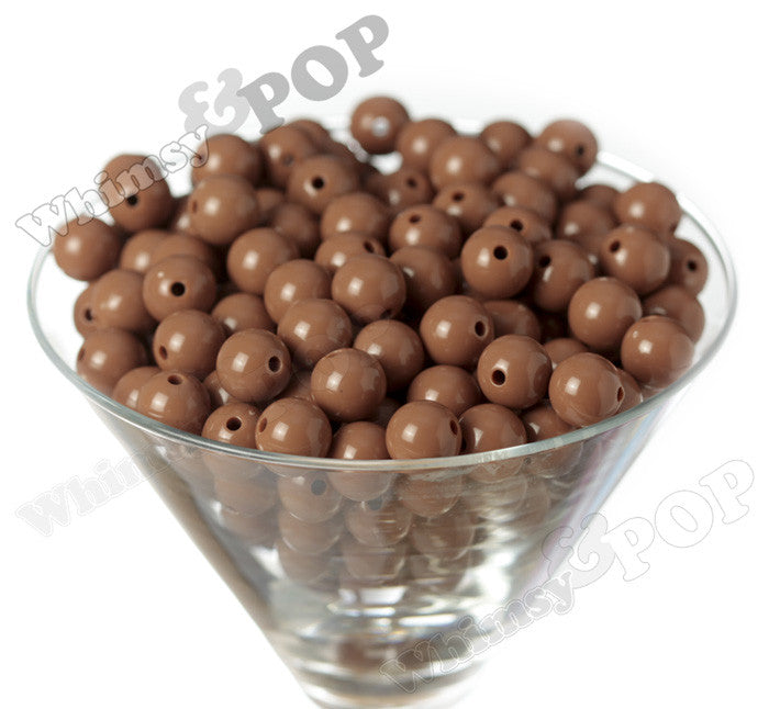 MOCHA BROWN 12mm Solid Gumball Beads - WhimsyandPOP
