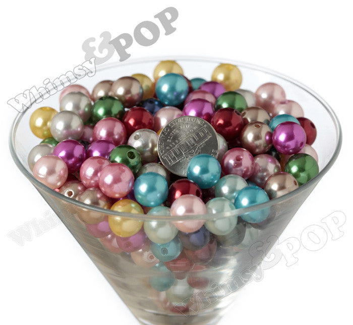 WHITE 12mm Metallic Pearl Gumball Beads - WhimsyandPOP