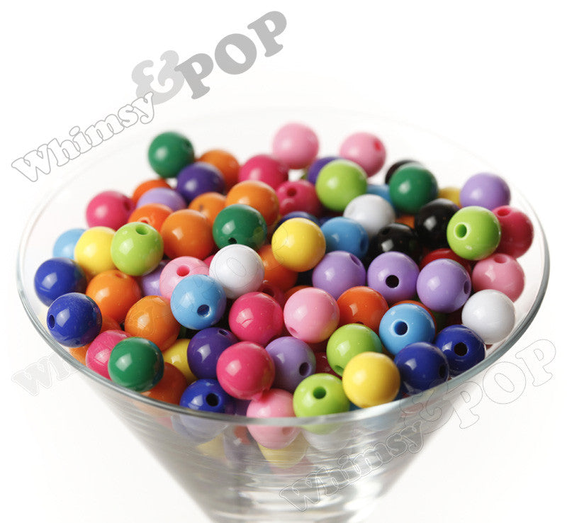 GREEN 12mm Solid Gumball Beads - WhimsyandPOP