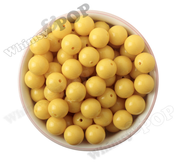 Yellow 16mm Solid Gumball Beads - WhimsyandPOP