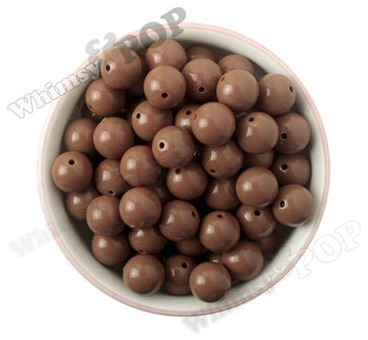 MOCHA BROWN 16mm Solid Gumball Beads - WhimsyandPOP