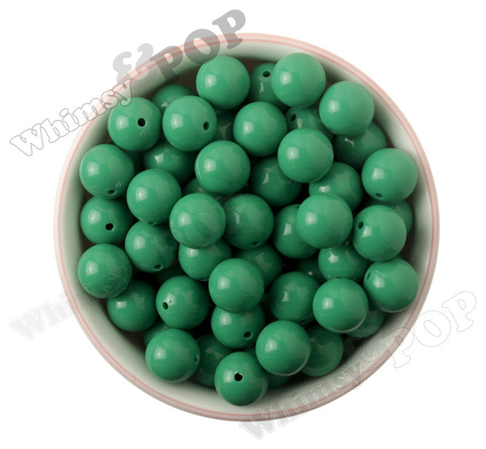 GREEN 16mm Solid Gumball Beads - WhimsyandPOP