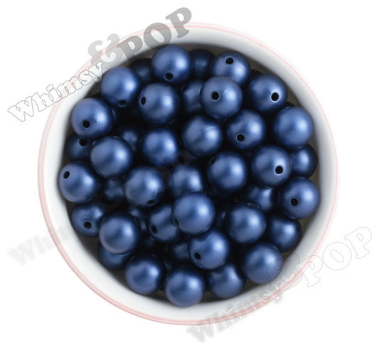 DEEP BLUE 16mm Matte Pearl Gumball Beads - WhimsyandPOP