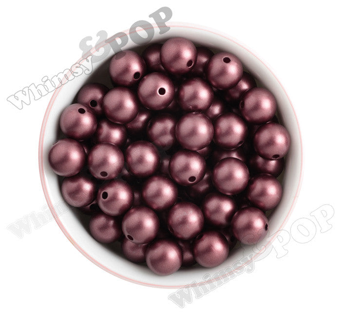 BURGUNDY 16mm Matte Pearl Gumball Beads - WhimsyandPOP