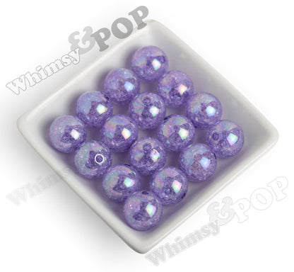 PURPLE 20mm AB Crackle Ice Cube Gumball Beads - WhimsyandPOP