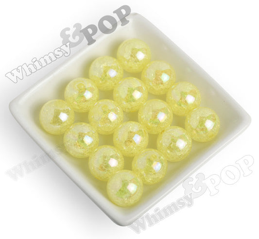 YELLOW 20mm AB Crackle Ice Cube Gumball Beads - WhimsyandPOP