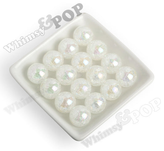 WHITE 20mm AB Crackle Ice Cube Gumball Beads - WhimsyandPOP