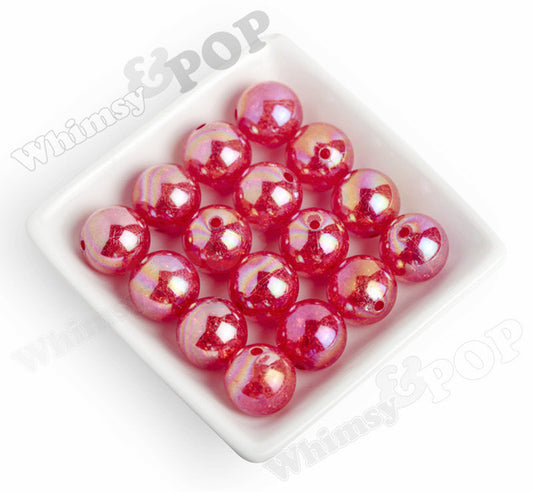 RED 20mm AB Crackle Ice Cube Gumball Beads - WhimsyandPOP