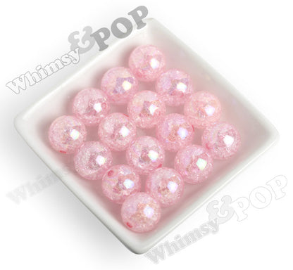 PINK 20mm AB Crackle Ice Cube Gumball Beads - WhimsyandPOP