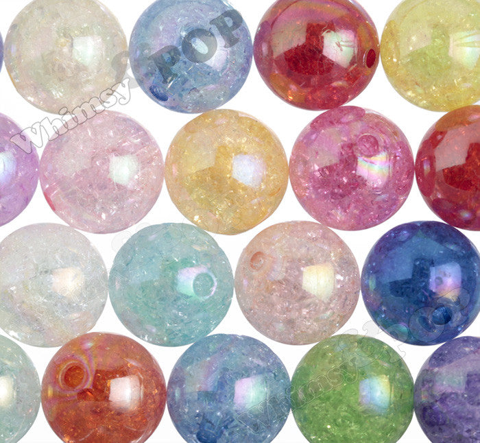 PURPLE 20mm AB Crackle Ice Cube Gumball Beads - WhimsyandPOP