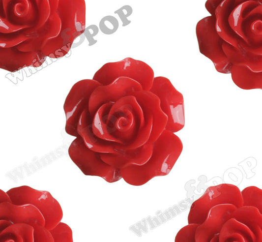 RED 20mm Large Detailed Flower Cabochons - WhimsyandPOP