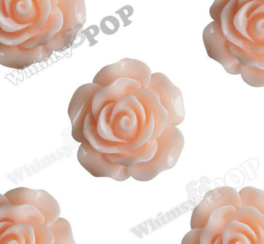 SHABBY CHIC PEACH 20mm Large Detailed Flower Cabochons - WhimsyandPOP