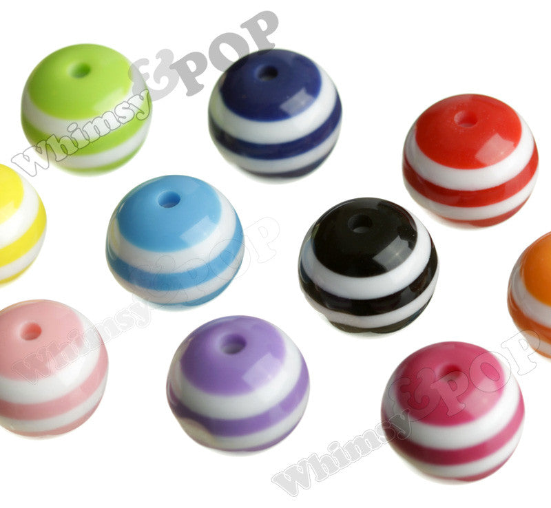 MIXED Color 20mm Striped Gumball Beads - WhimsyandPOP