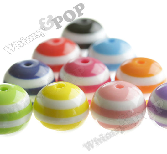 MIXED Color 20mm Striped Gumball Beads - WhimsyandPOP