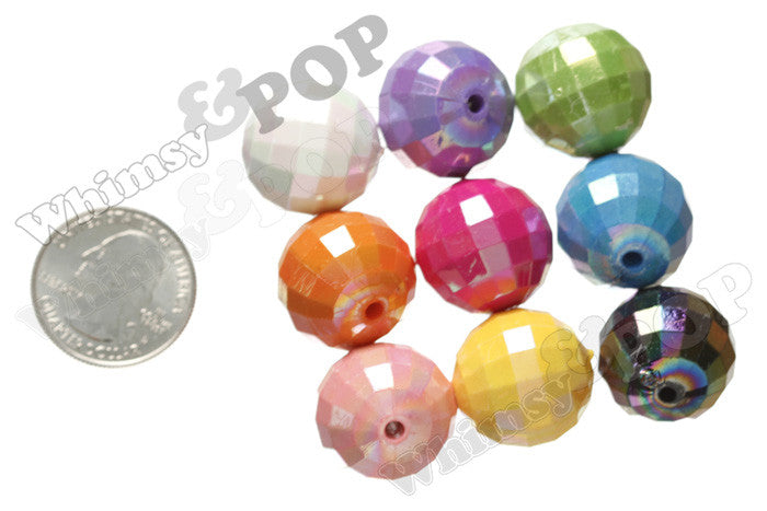 MIXED Color 20mm Faceted AB Gumball Beads - WhimsyandPOP