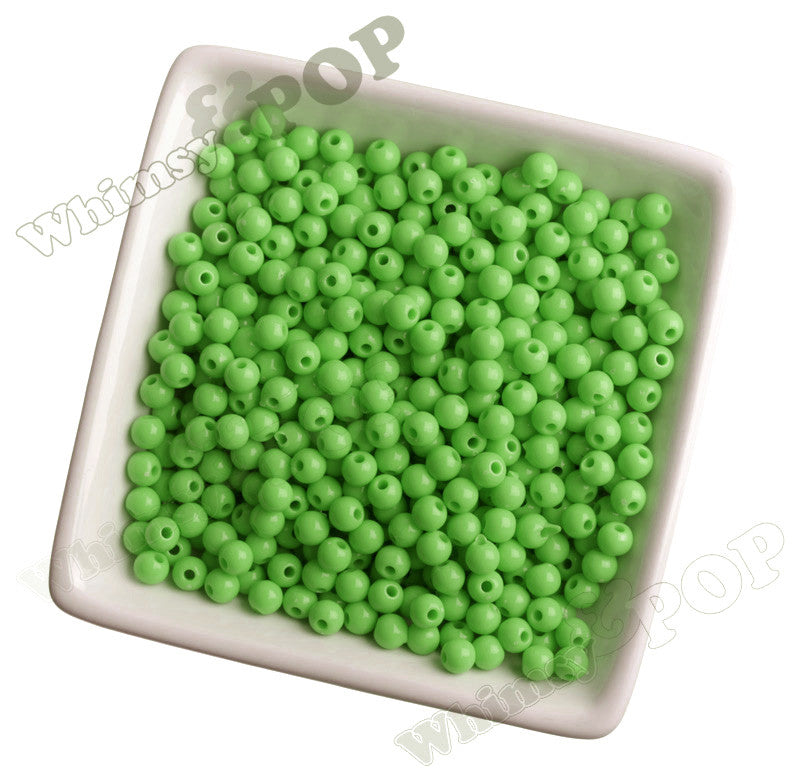 LIME GREEN 6mm Solid Gumball Beads - WhimsyandPOP
