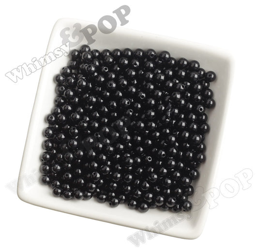 BLACK 6mm Solid Gumball Beads - WhimsyandPOP