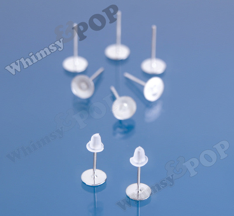 Silver Earring Post Blanks - 6mm Glue Pad - WhimsyandPOP