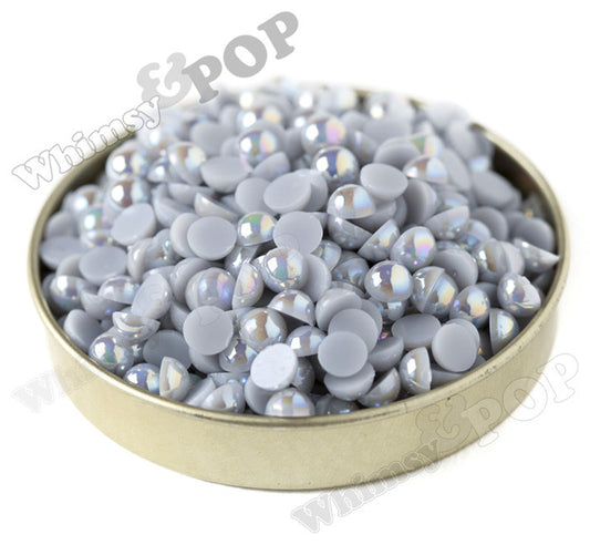 SILVER GRAY 6mm AB Flatback Pearl Cabochons - WhimsyandPOP