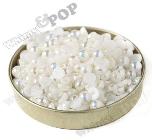 IVORY 6mm AB Flatback Pearl Cabochons - WhimsyandPOP