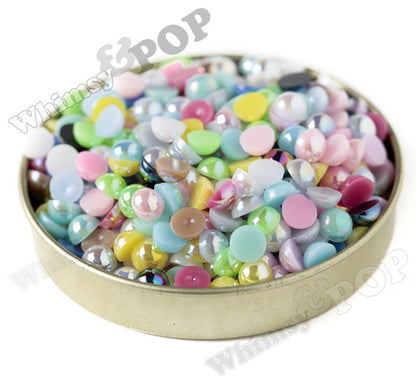 MIXED Color 6mm AB Flatback Pearl Cabochons - WhimsyandPOP