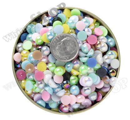 MIXED Color 6mm AB Flatback Pearl Cabochons - WhimsyandPOP