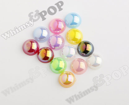 MIXED Color 8mm AB Flatback Pearl Cabochons - WhimsyandPOP