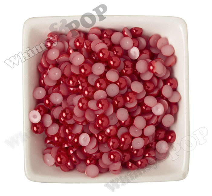 RED 8mm Flatback Pearl Cabochons - WhimsyandPOP