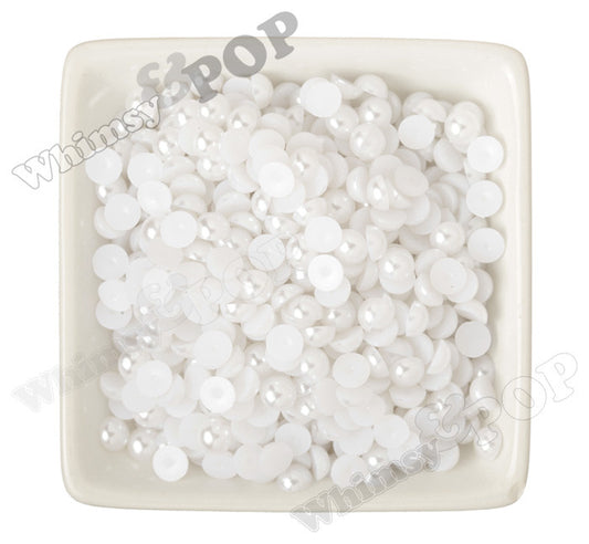 WHITE 8mm Flatback Pearl Cabochons - WhimsyandPOP