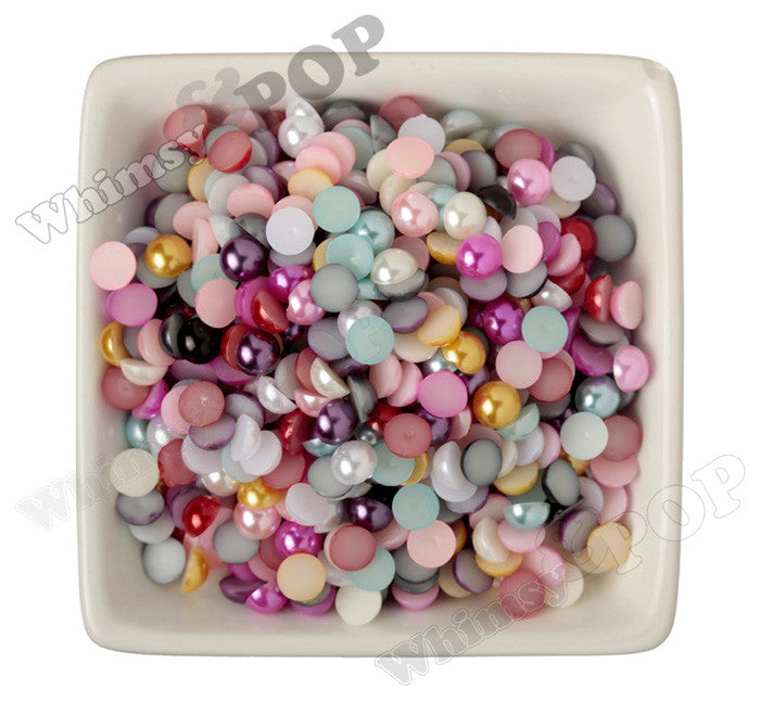 MIXED Color 8mm Flatback Pearl Cabochons - WhimsyandPOP