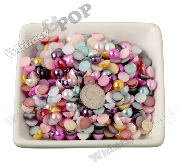 PINK 8mm Flatback Pearl Cabochons - WhimsyandPOP