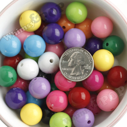 MIXED Color 16mm Solid Gumball Beads - WhimsyandPOP