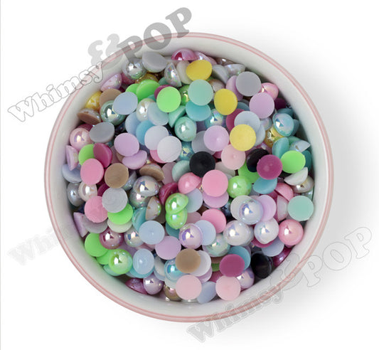 MIXED Color 10mm AB Flatback Pearl Cabochons - WhimsyandPOP