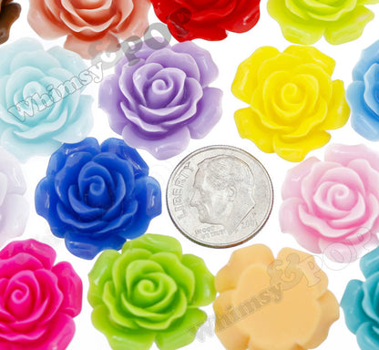 RED 20mm Large Detailed Flower Cabochons - WhimsyandPOP