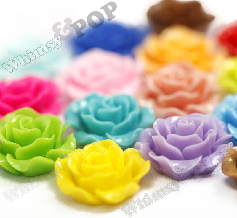 YELLOW IVORY 20mm Large Detailed Flower Cabochons - WhimsyandPOP